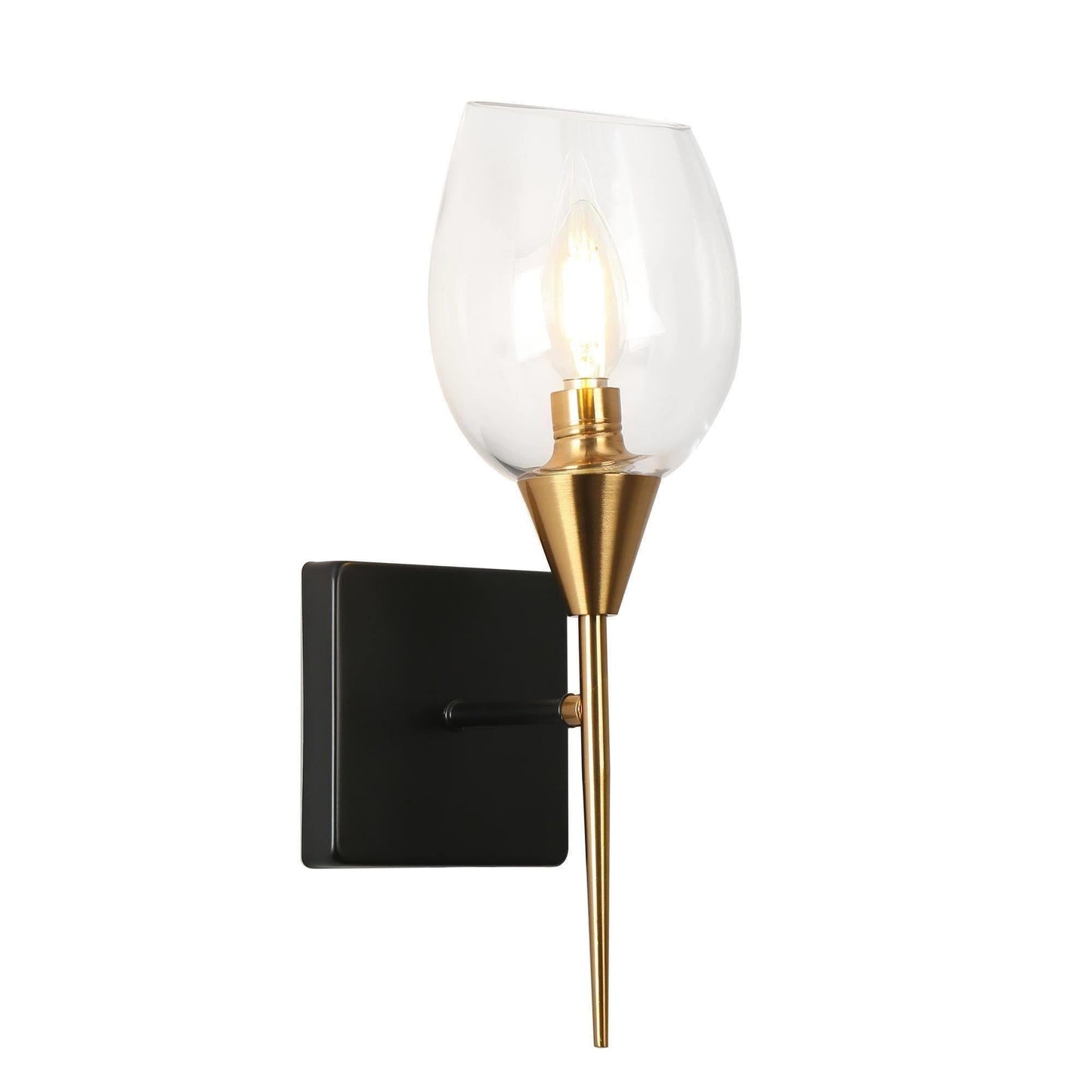 Simoishgd 1-Light Modern Black & Gold Wine Glass Wall Sconces