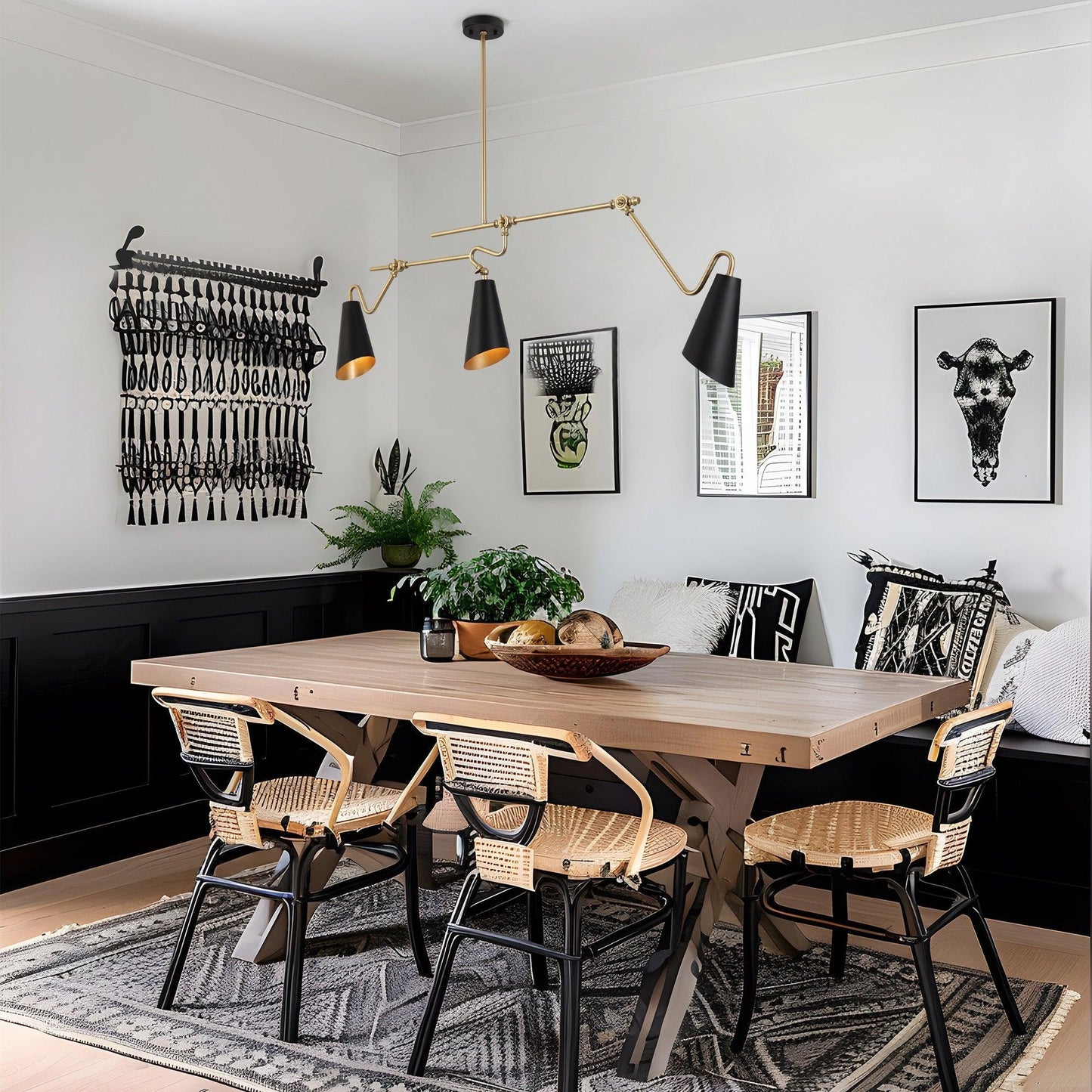 3-Light Black Linear Kitchen Island Chandeliers - Belles Lighting