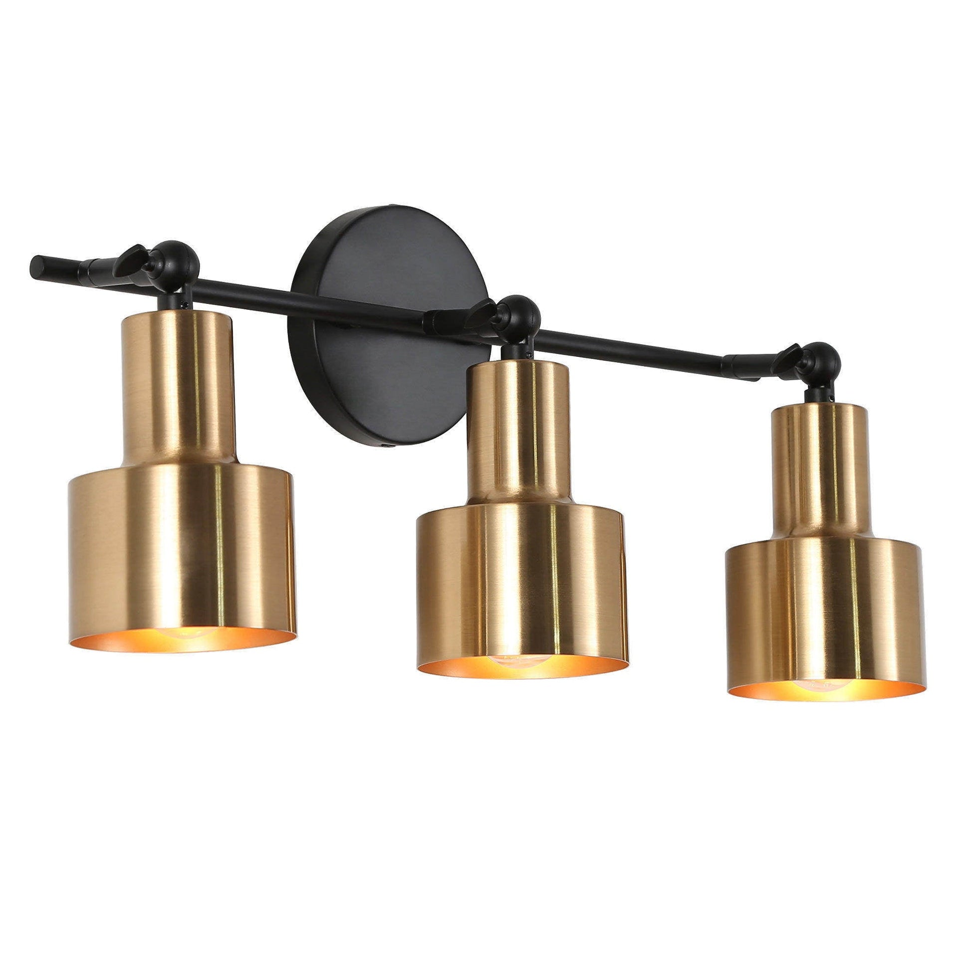 Bangnior 3-Light Black and Brass Vanity Light