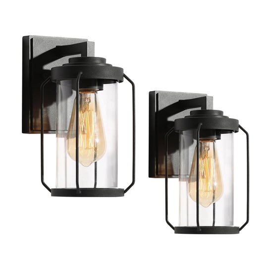 Bovenere 10"H 1-Light Black Outdoor Wall Light Set of 2