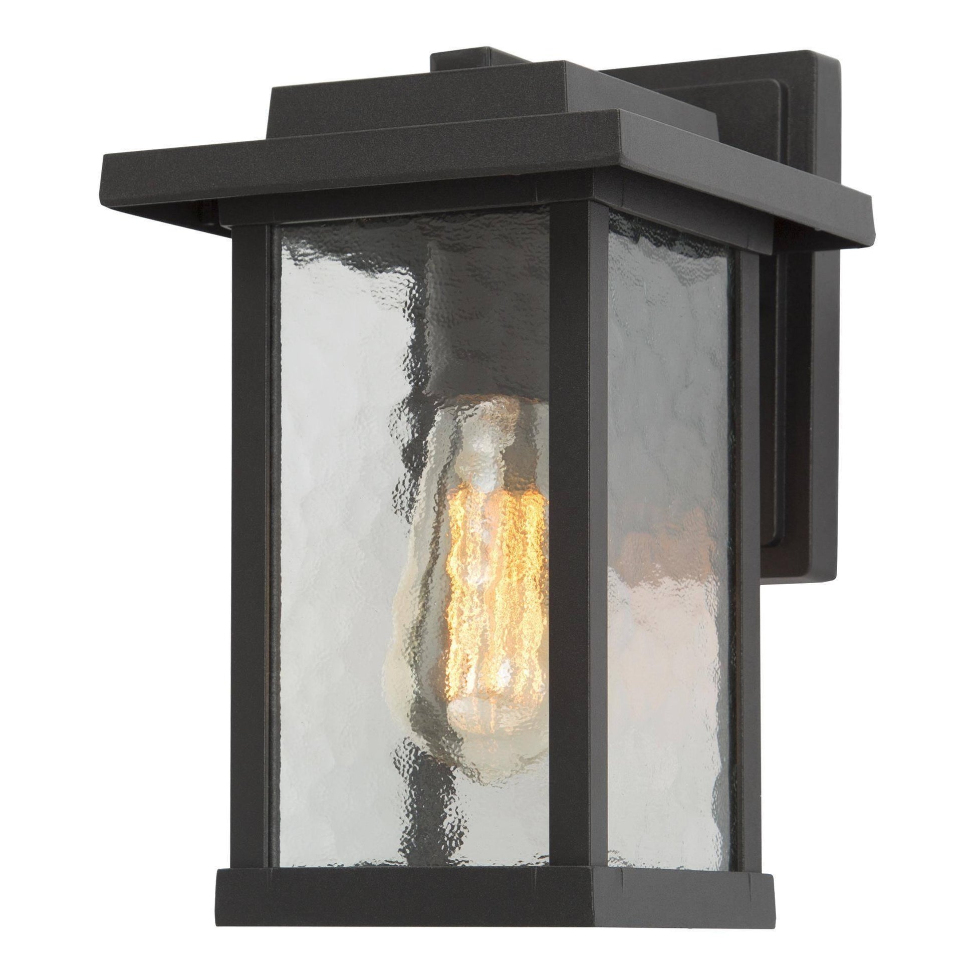 1-Light Outdoor Lantern Wall Light with Textured Glass - Belles Lighting