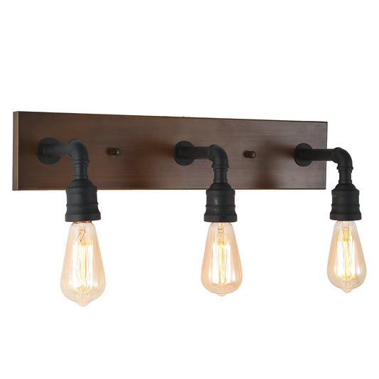 3-Light Farmhouse Faux Wood Bath Vanity Lights - Belles Lighting