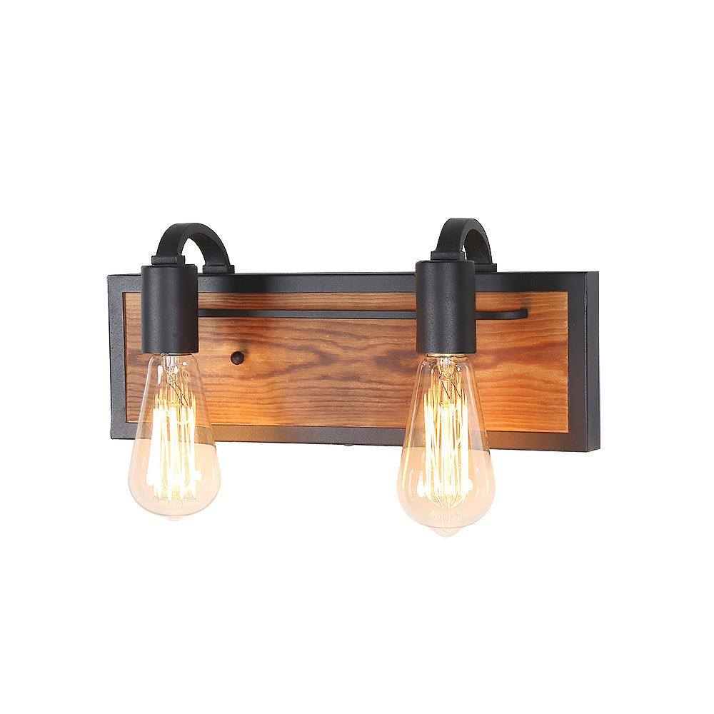 Farmhouse 2-Light Wood Bathroom Vanity Light