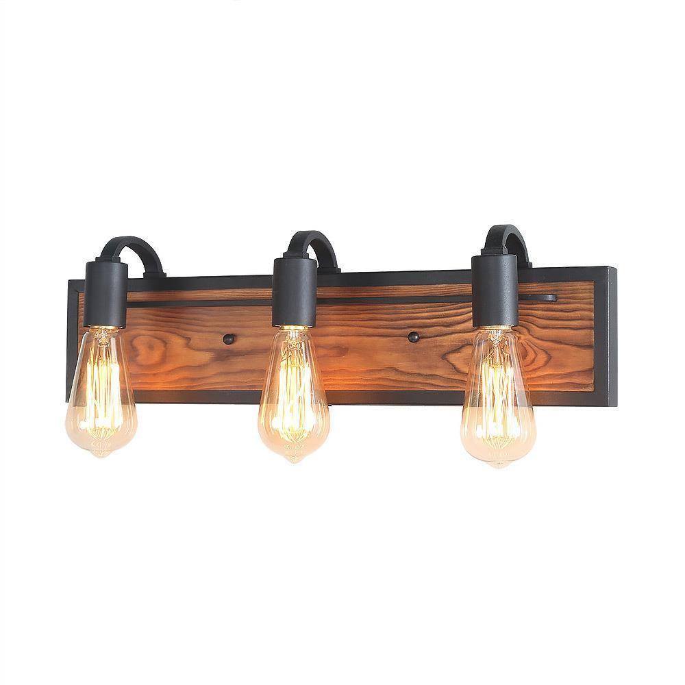 Farmhouse 3-Light Wood Bathroom Vanity Light