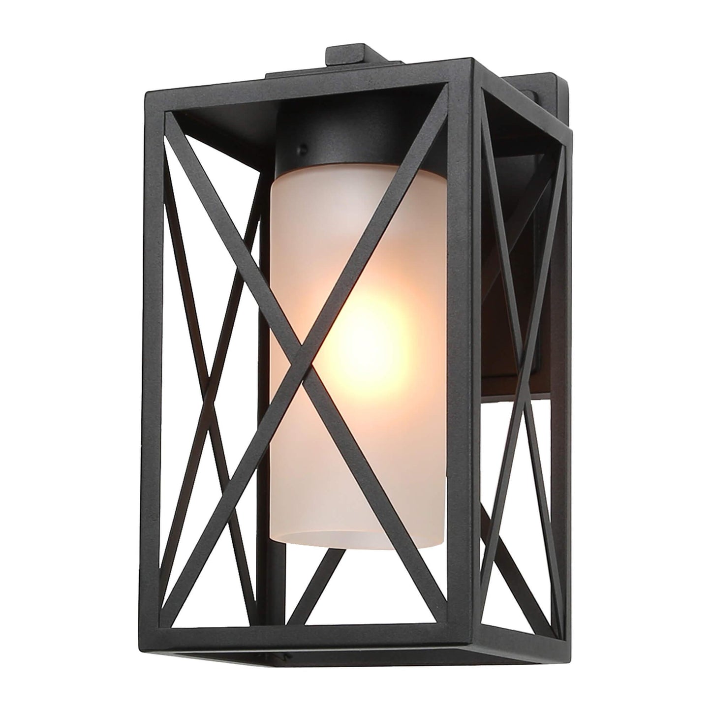 1-Light Outdoor Lantern Wall Light with Frosted Glass - Belles Lighting