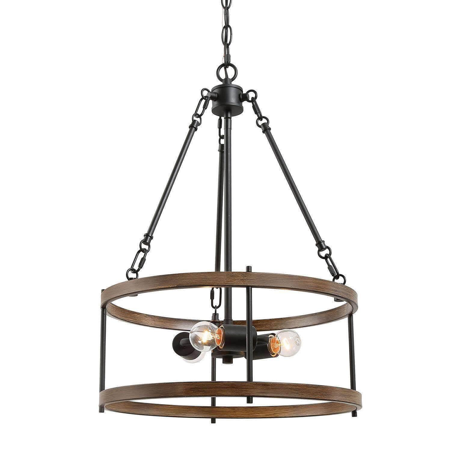 3-Light Faux Wood Drum Chandelier - Belles Lighting