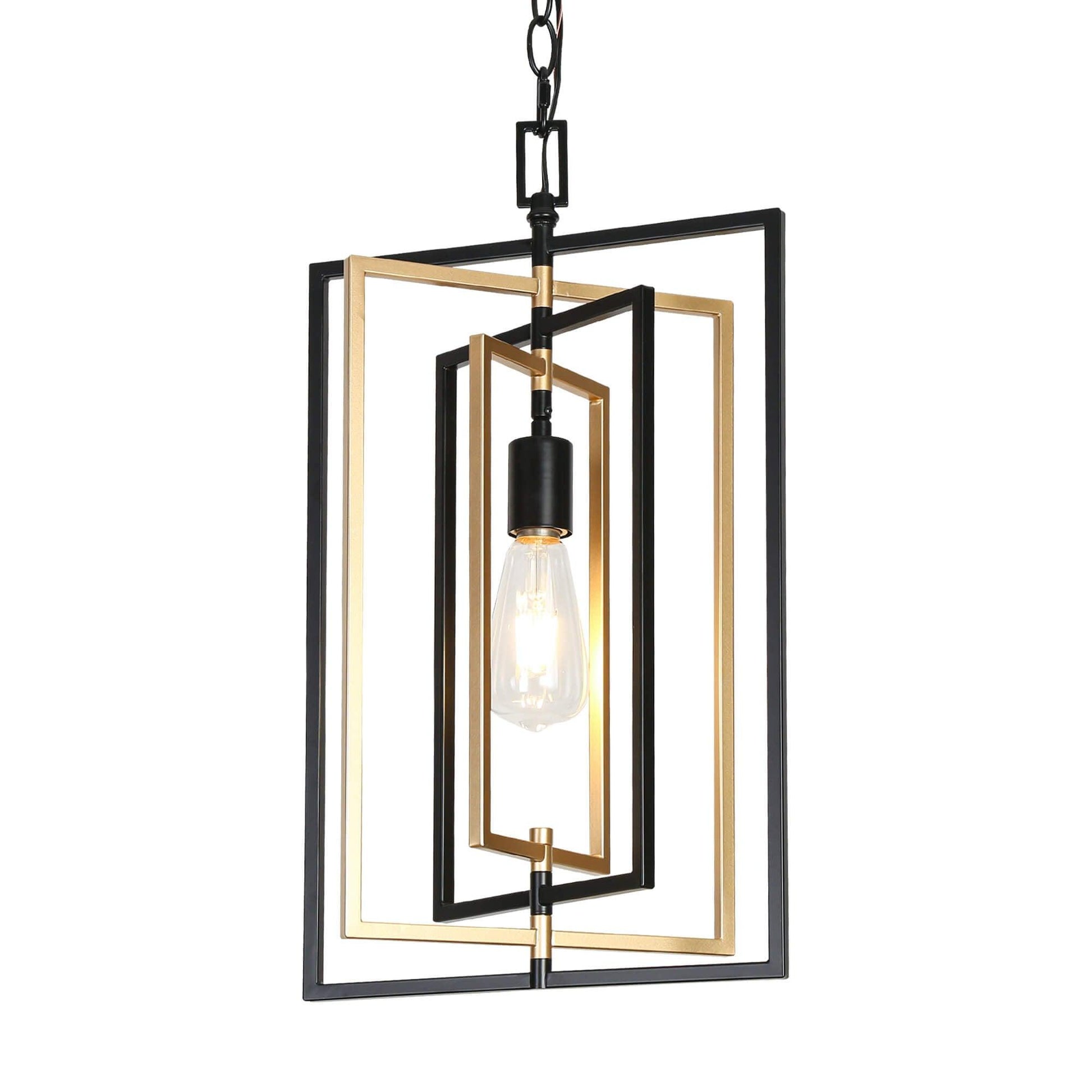 1-Light Black Gold Pendant Lights - Belles Lighting