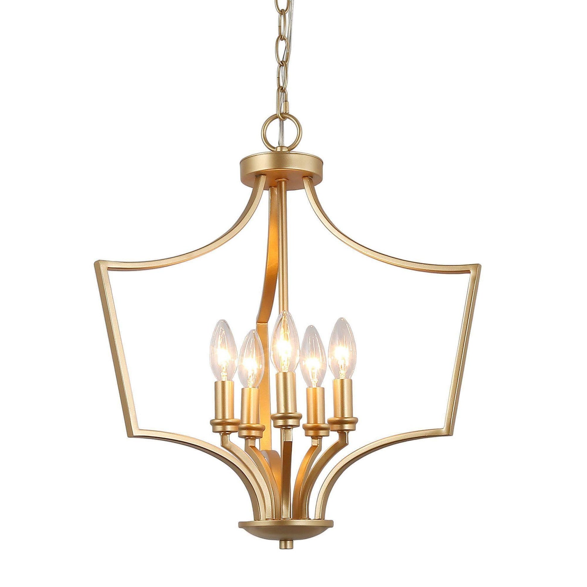 5-Light Gold Lantern Chandeliers - Belles Lighting