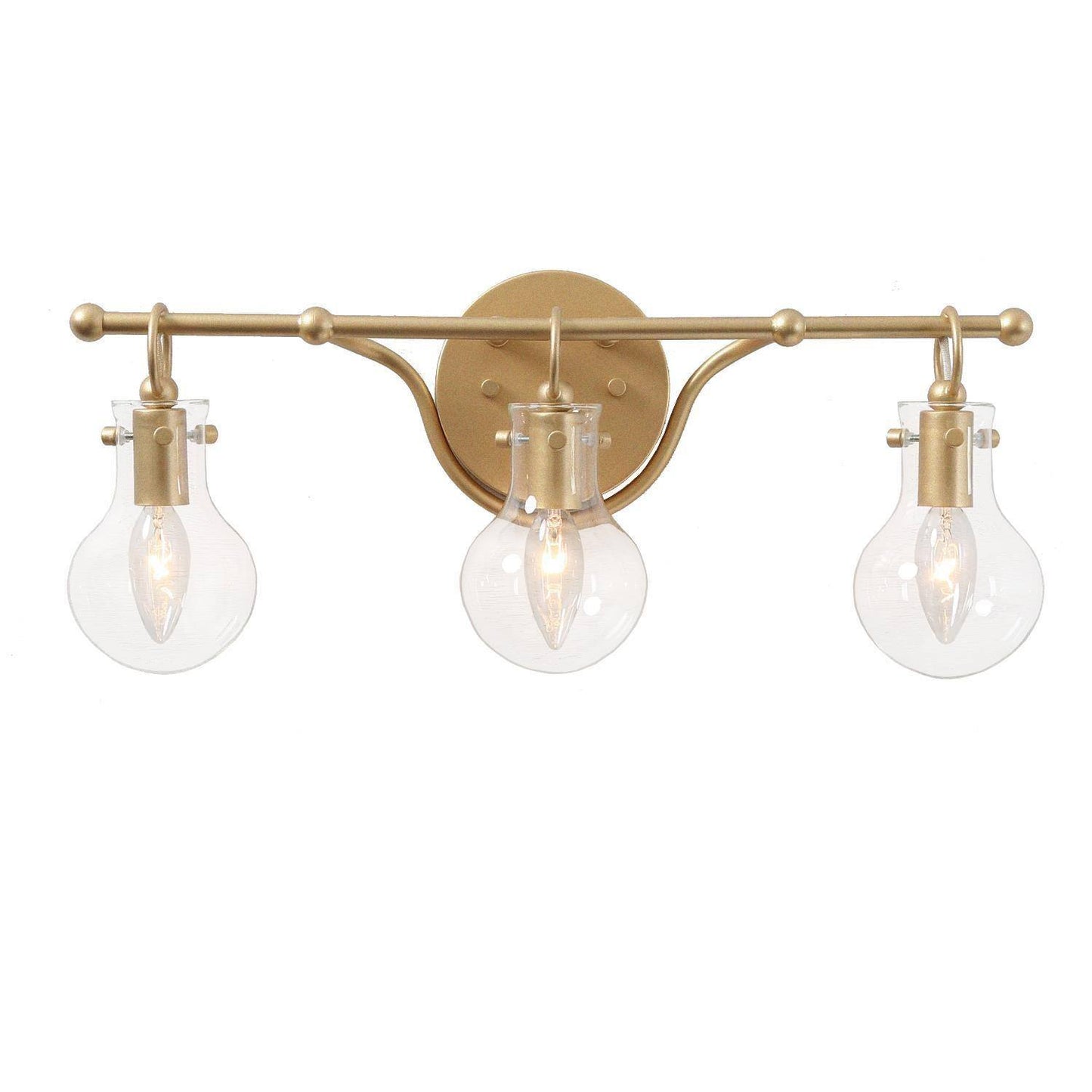 Modern 3-Light Gold Gourd Bathroom Vanity Light with Clear Glass Shade