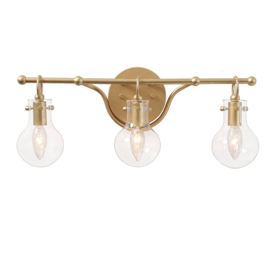 Modern 3-Light Gold Gourd Bathroom Vanity Light with Clear Glass Shade