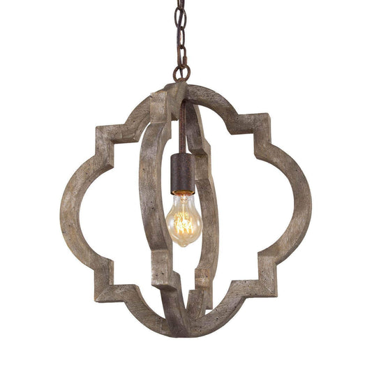 1-Light Farmhouse Wood Lantern Pendant Light - Belles Lighting