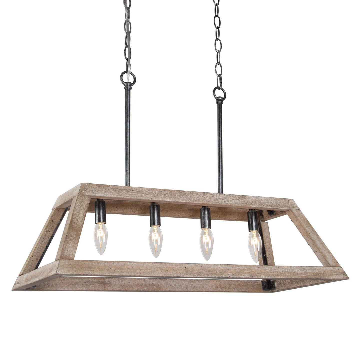 4-Light Wooden Chandelier - Belles Lighting