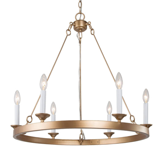 6-Light Modern Gold Wagon Wheel Chandelier - Belles Lighting