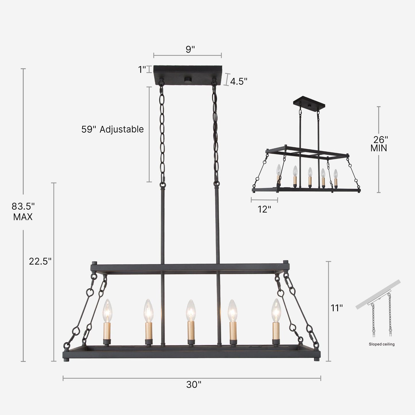 5-Light Chandeliers Island Lights - Belles Lighting