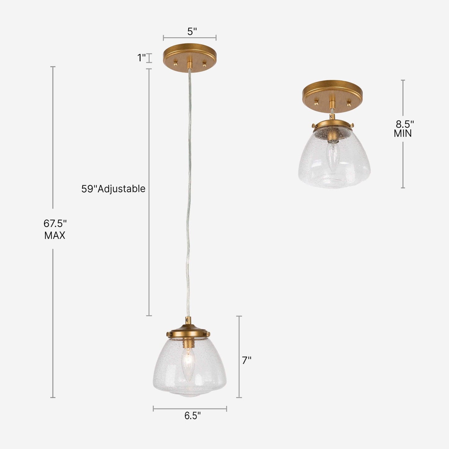 1-Light Glass Pendant Lights - Belles Lighting