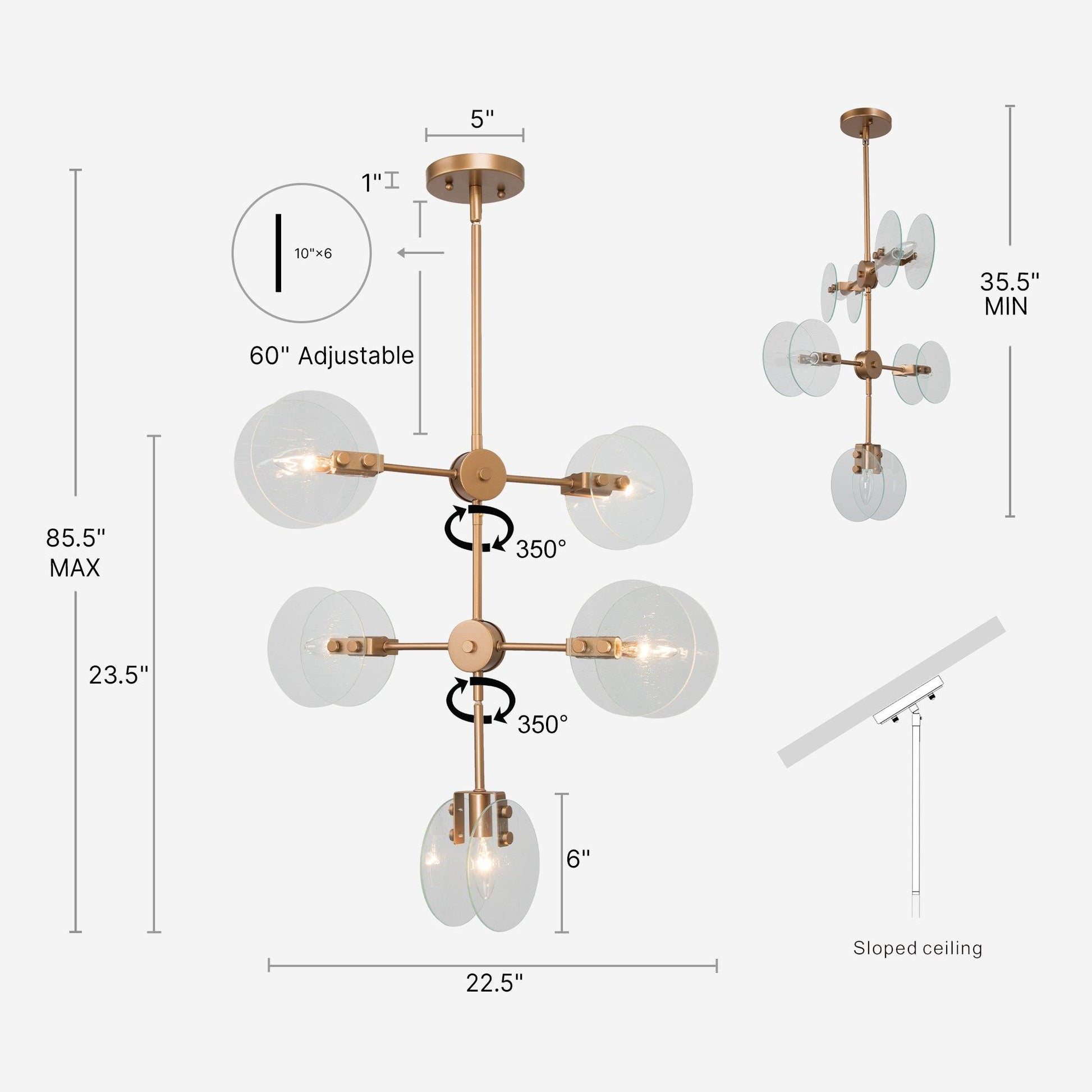 5-Light Modern Glass Chandeliers - Belles Lighting