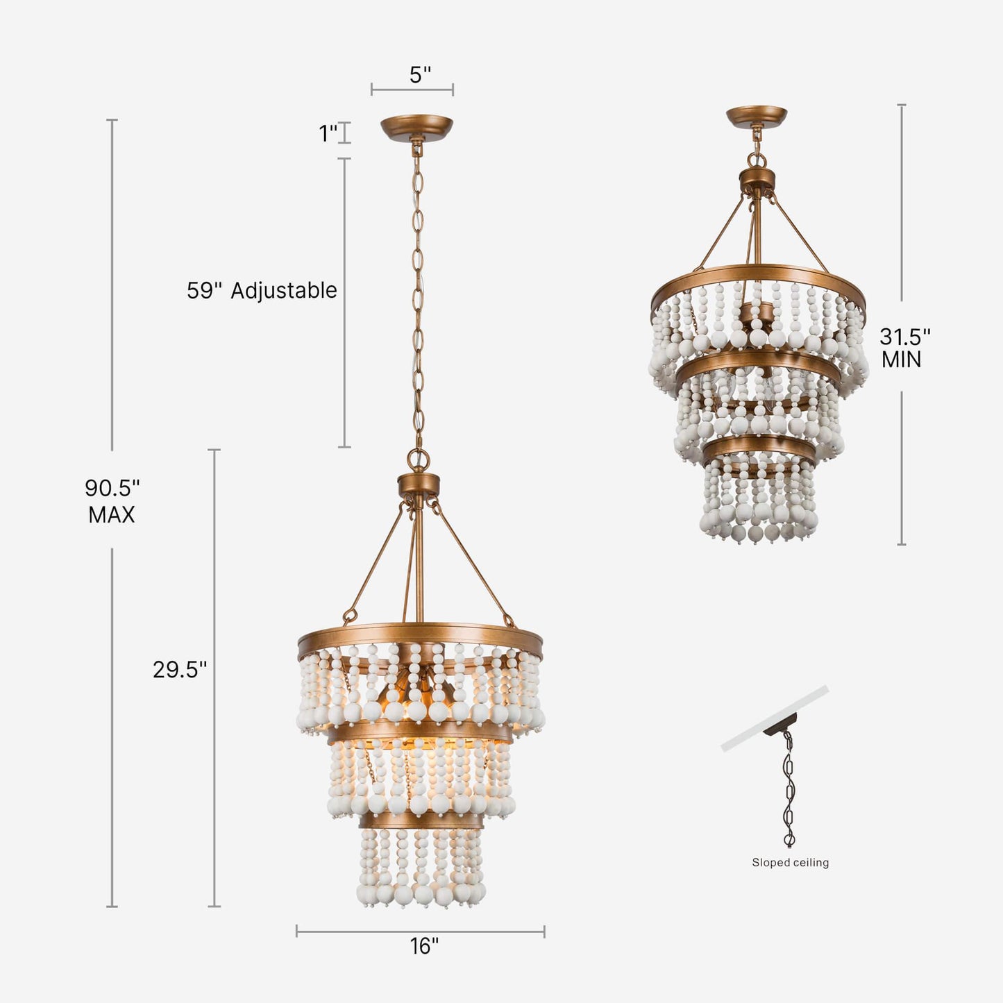 6-Light Wood Beads Chandelier - Belles Lighting