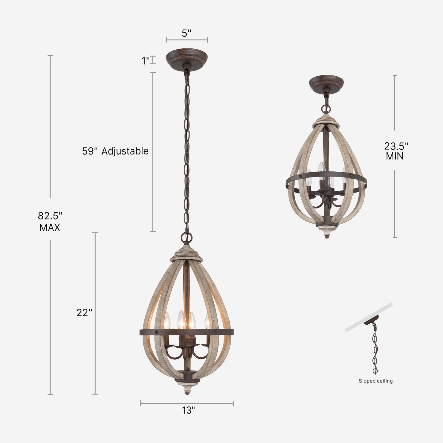 4-Light Wood Lantern Chandeliers - Belles Lighting