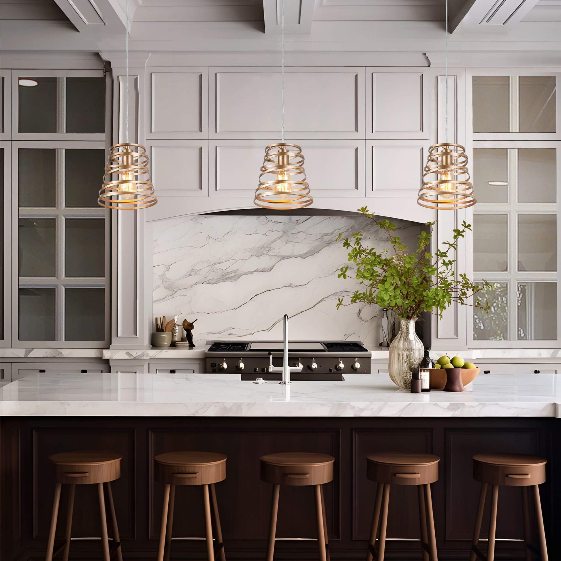 1-Light Gold Pendant Lights - Belles Lighting