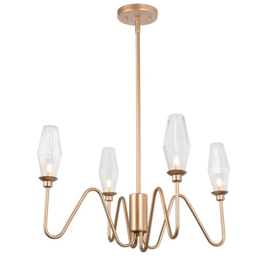 4-Light Gold Chandeliers with Glass Shades - Belles Lighting