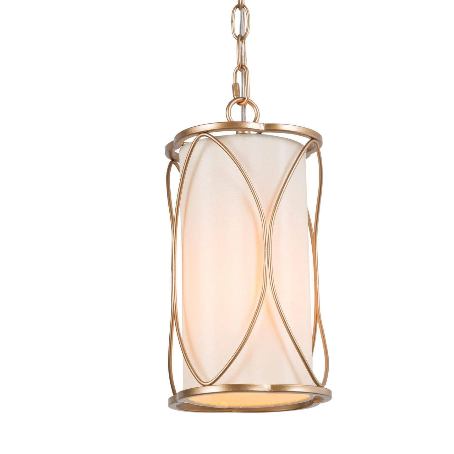 1-Light Gold Pendant Light with Fabric Shade - Belles Lighting