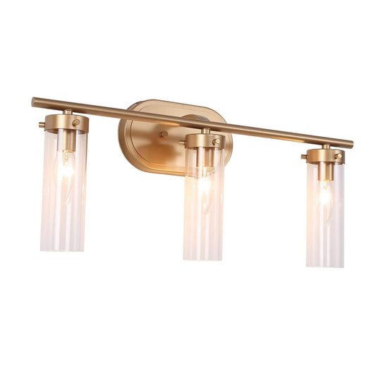 21.5" Gold Bath Vanity Lights 3-Light Glass Wall Sconces