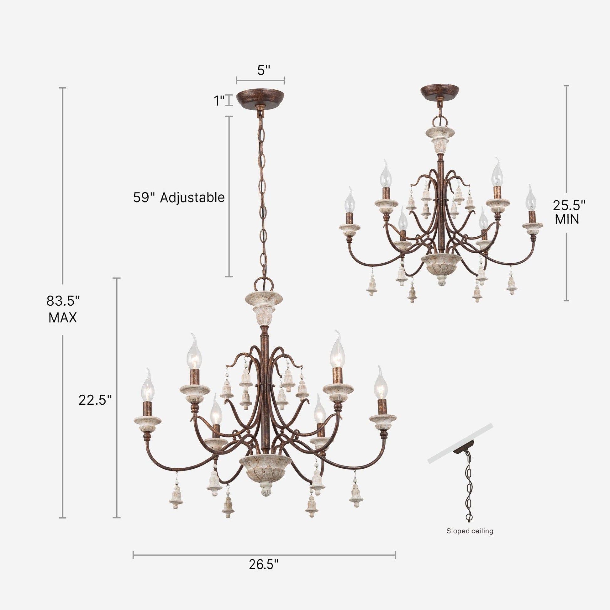 6-Light Classic Wood Chandeliers - Belles Lighting