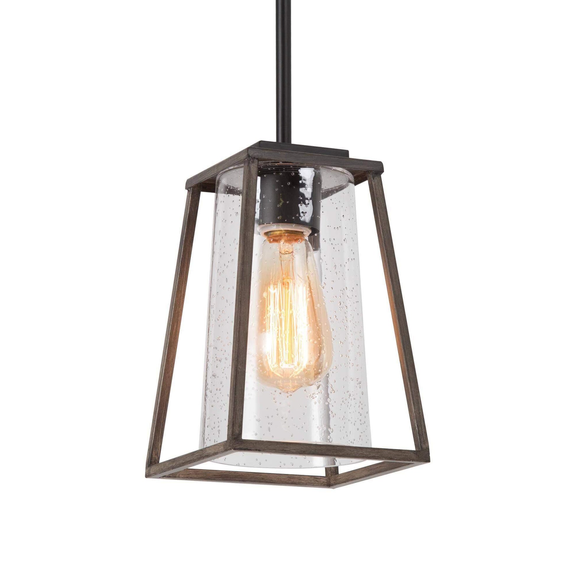 1-Light Farmhouse Pendant Light with Seeded Glass Shade - Belles Lighting