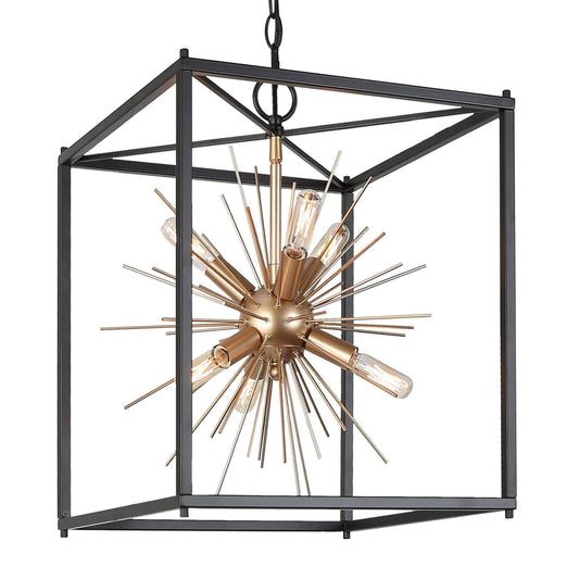 6-Light Sputnik Square Chandeliers - Belles Lighting