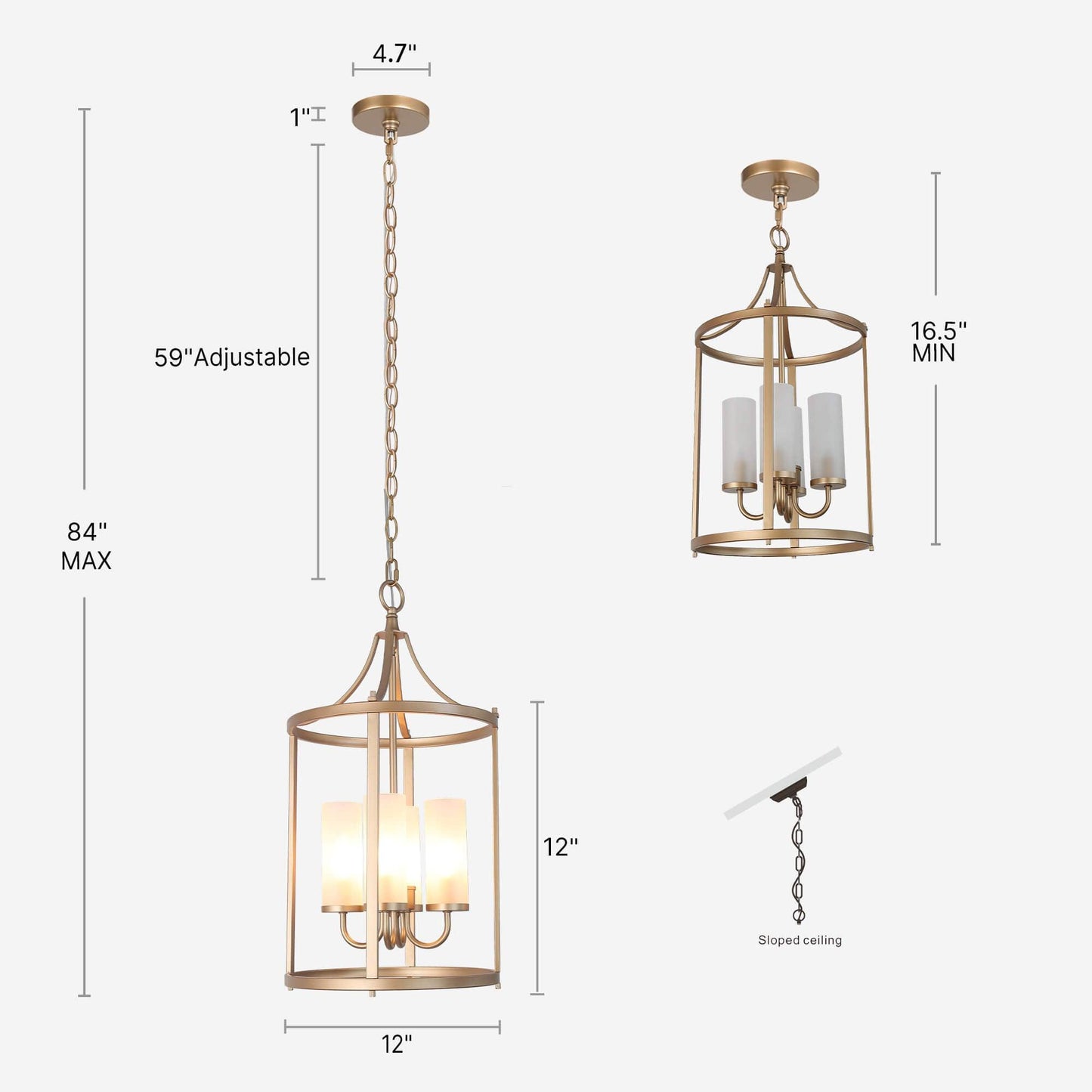 4-Light Gold Lantern Chandeliers - Belles Lighting