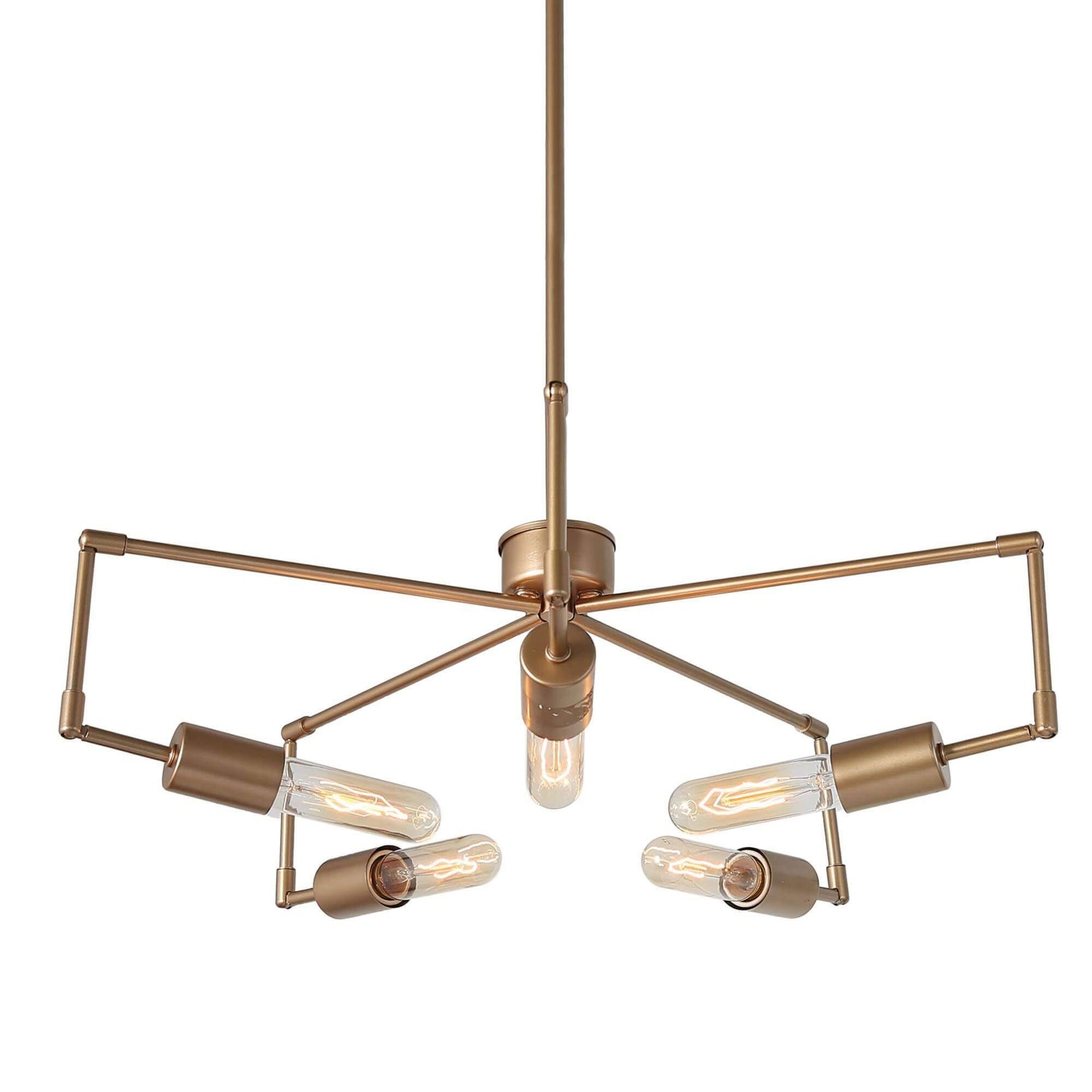 5-Light Modern Adjustable Sputnik Chandeliers Gold - Belles Lighting