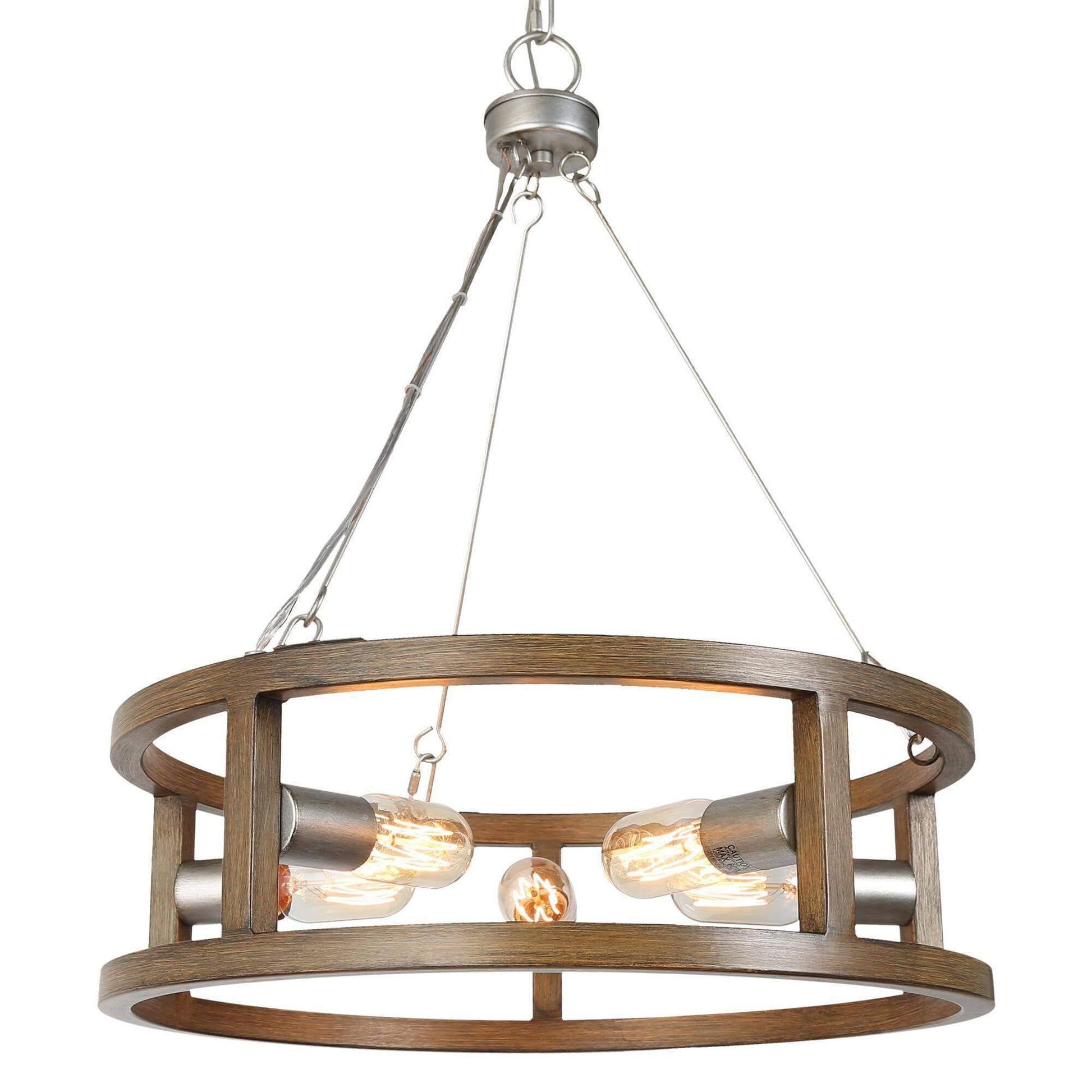 5-Light Faux Wood Drum Chandelier - Belles Lighting