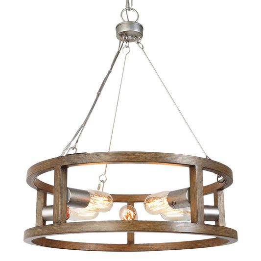 5-Light Faux Wood Drum Chandelier - Belles Lighting