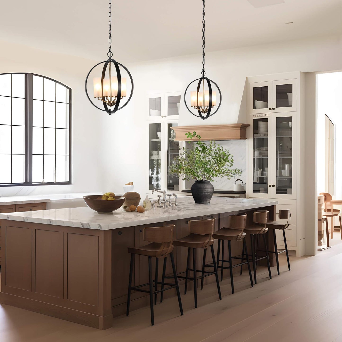 4-Light Globe Chandeliers with Glass Shade - Belles Lighting