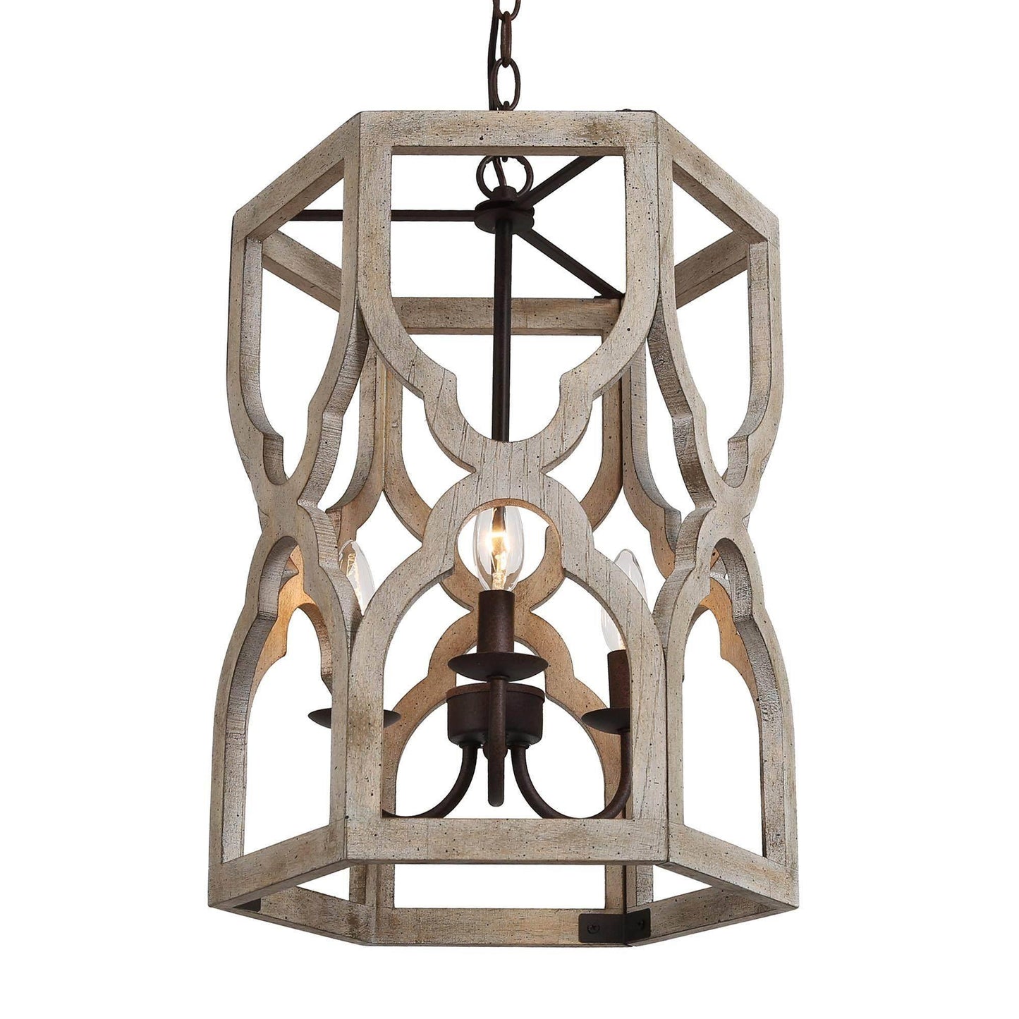 3-Light Cylinder Wooden Chandeliers - Belles Lighting