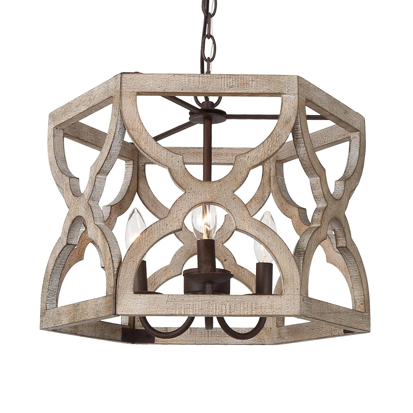 3-Light Rustic Wood Chandeliers - Belles Lighting