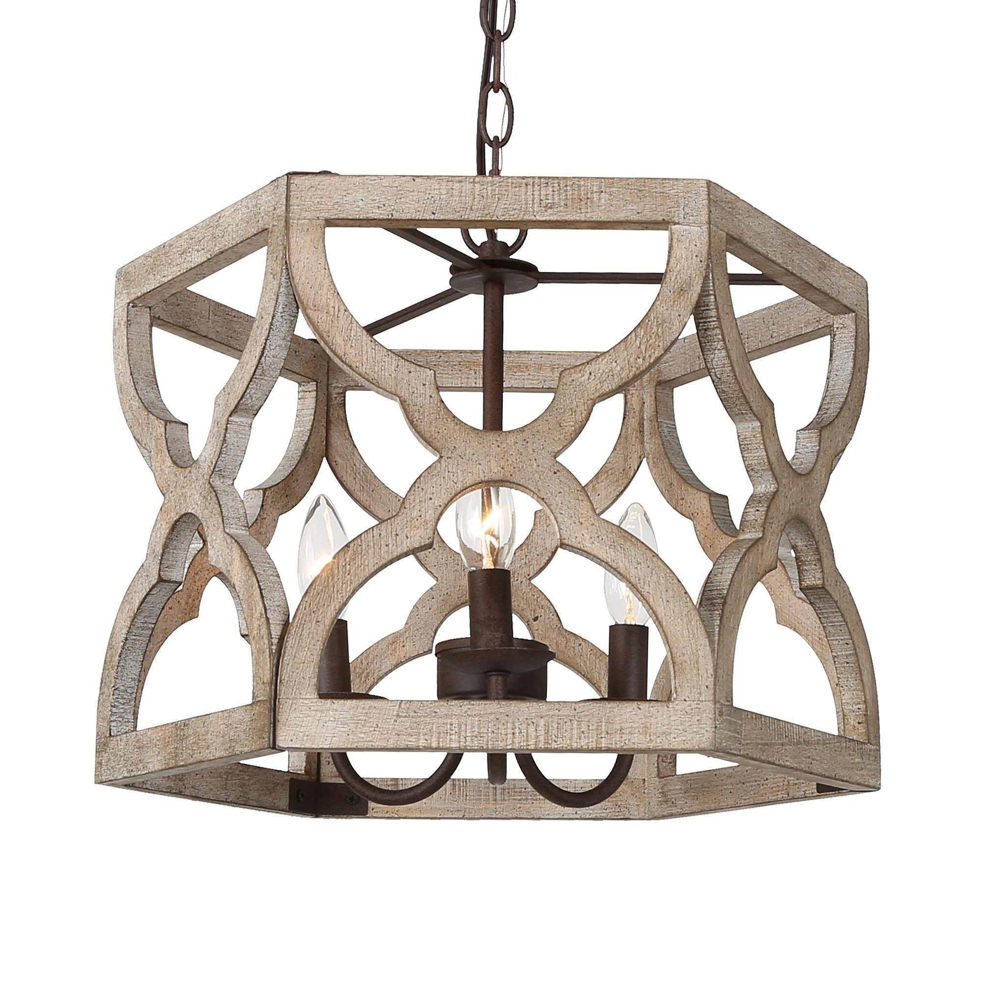 3-Light Rustic Wood Chandeliers - Belles Lighting