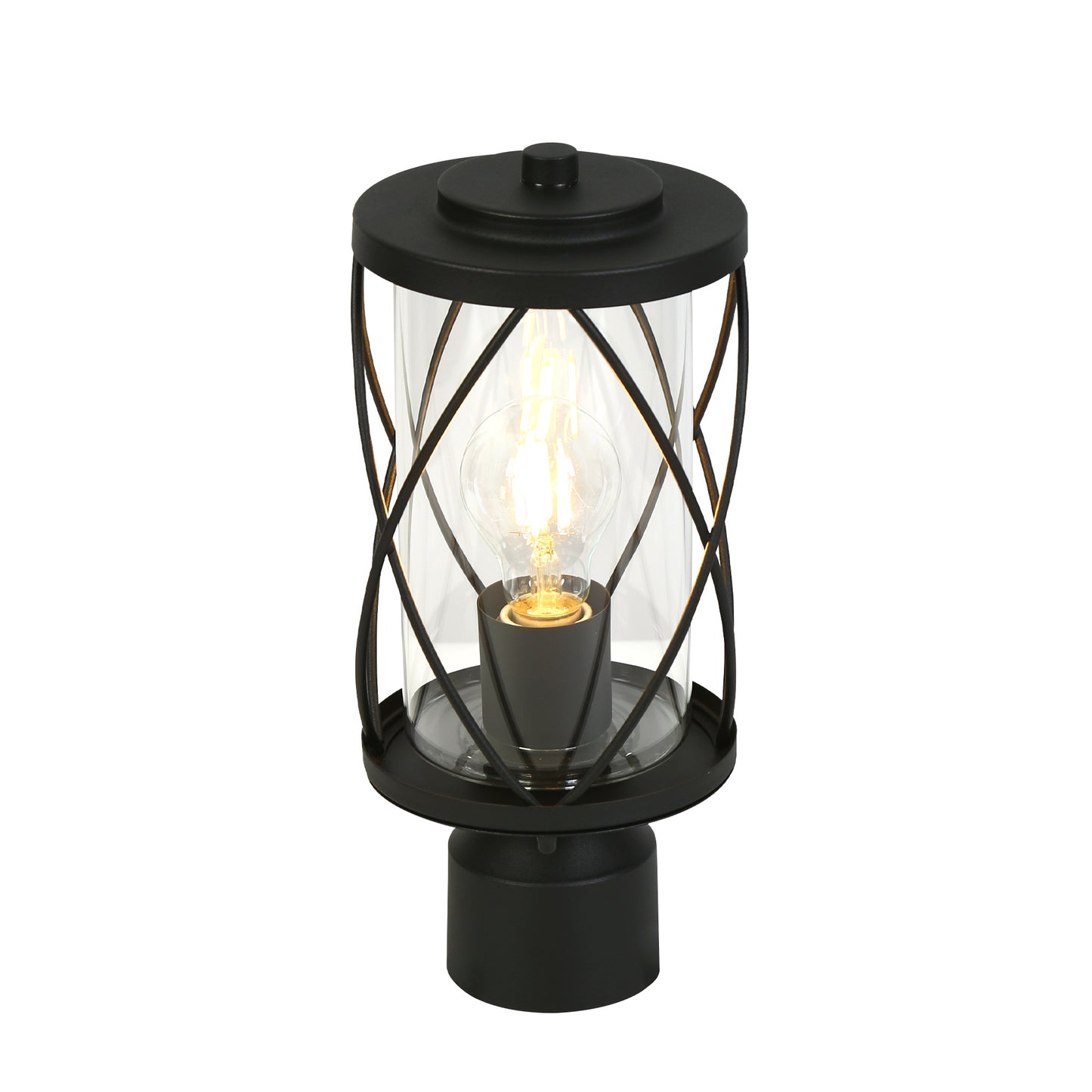 Modern Farmhouse 1-Light Black Outdoor Post Light with Clear Glass