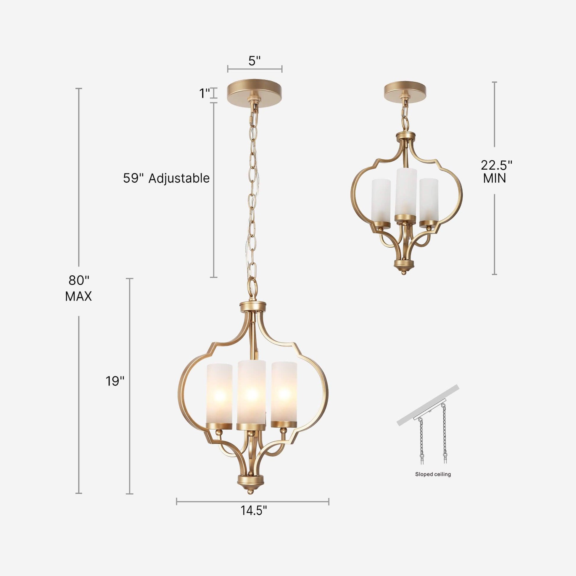 3-Light Gold Lantern Chandeliers - Belles Lighting