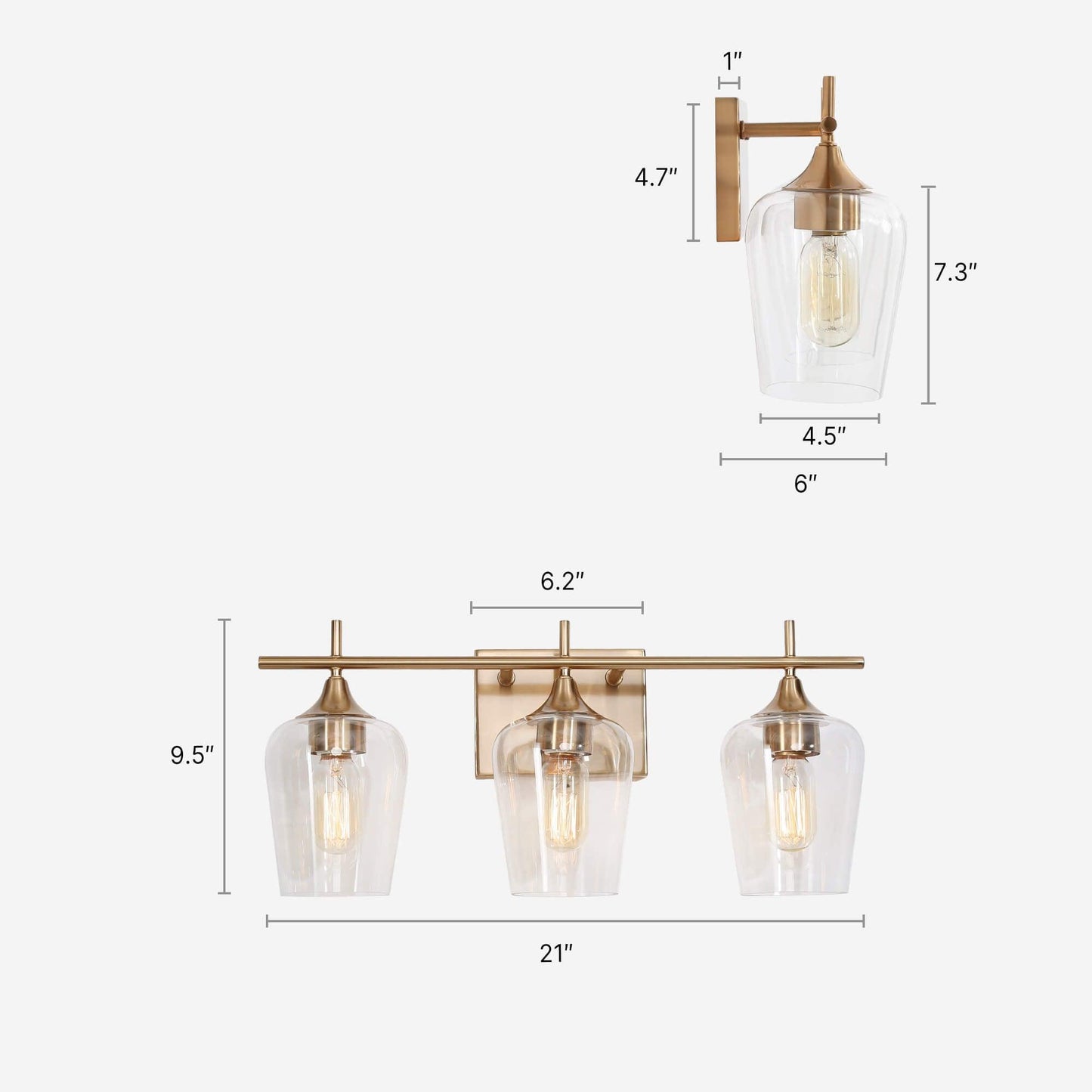 3-Light Gold Vanity Light - Belles Lighting