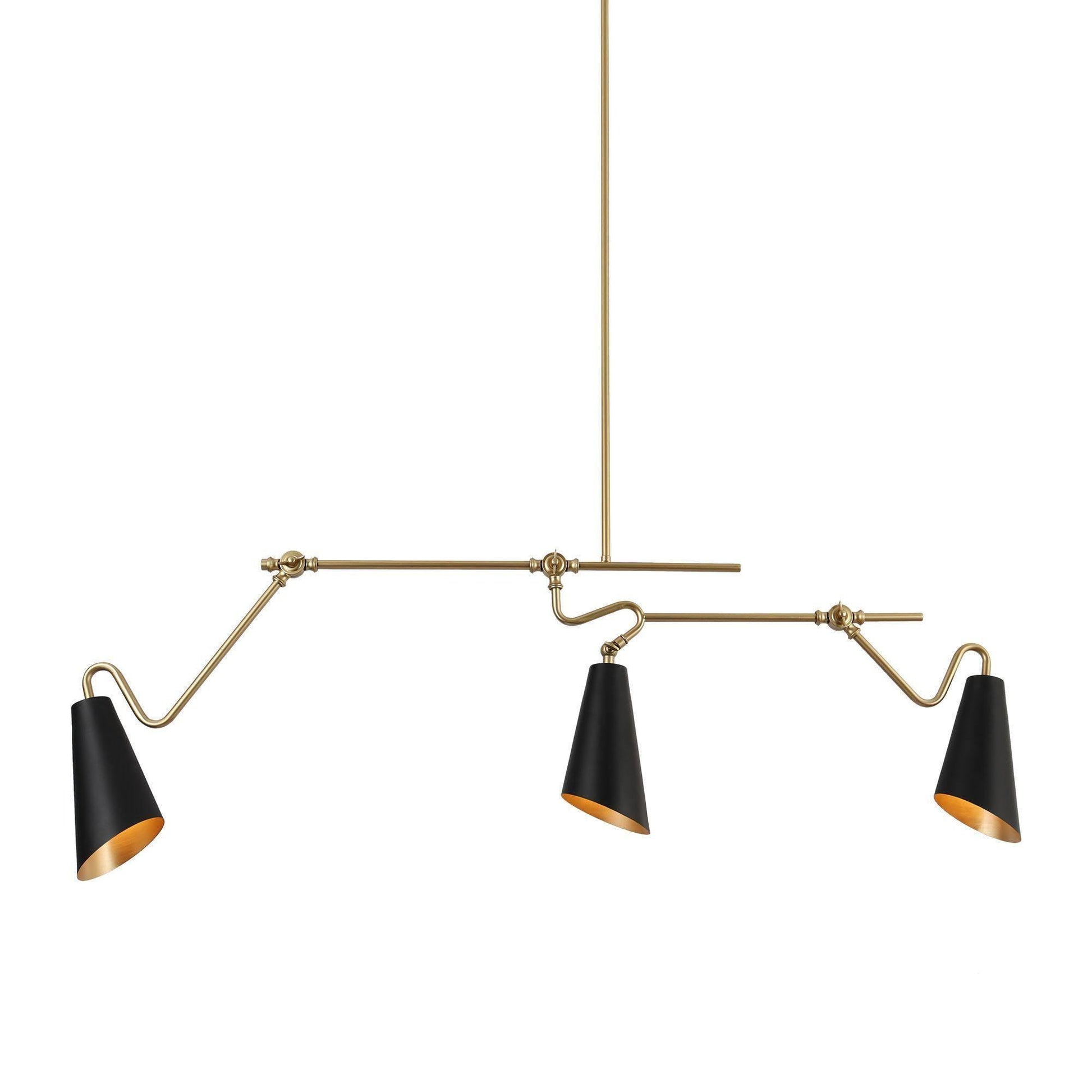 3-Light Black Linear Kitchen Island Chandeliers - Belles Lighting