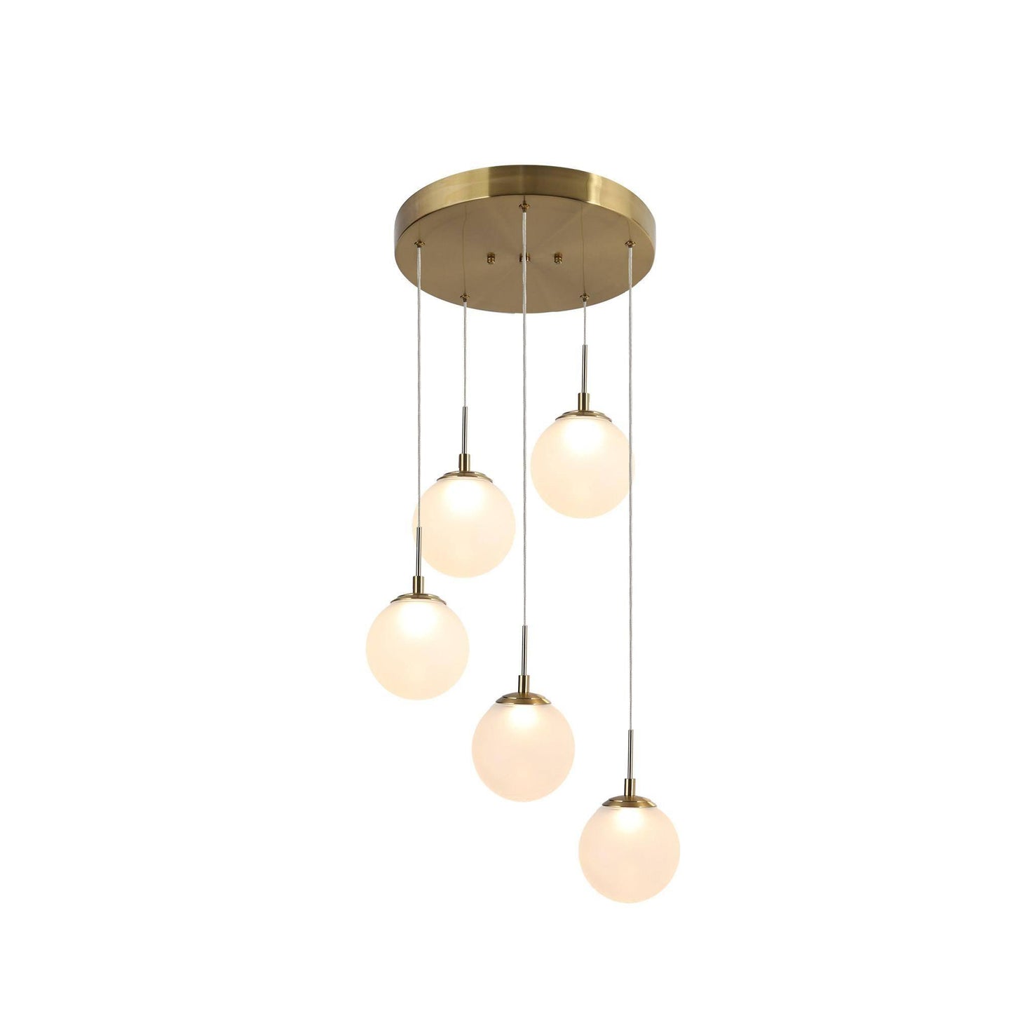 4-Light LED Gold Frosted Globe Glass Chandeliers - Belles Lighting