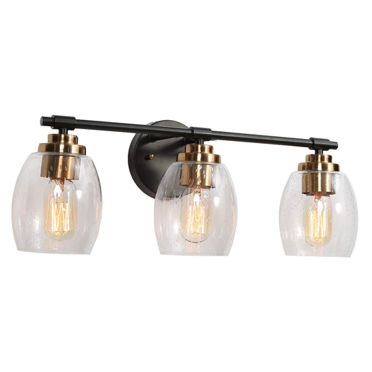 3-Light Glass Bathroom Vanity Lights Wall Sconces - Belles Lighting