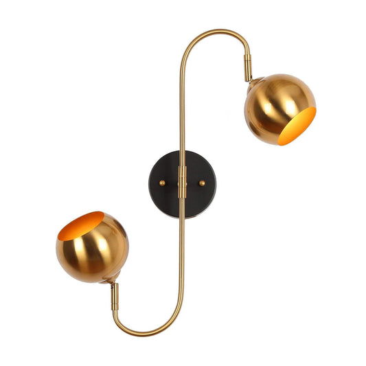 2-Light Gold Black Metal Wall Sconces - Belles Lighting