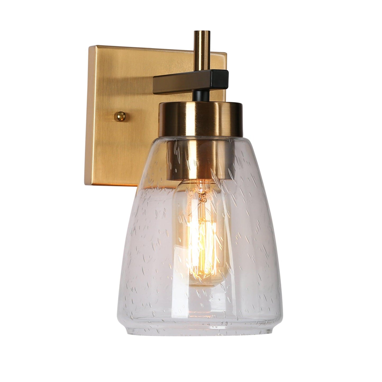 1-Light Black Gold Seeded Glass Wall Sconce - Belles Lighting