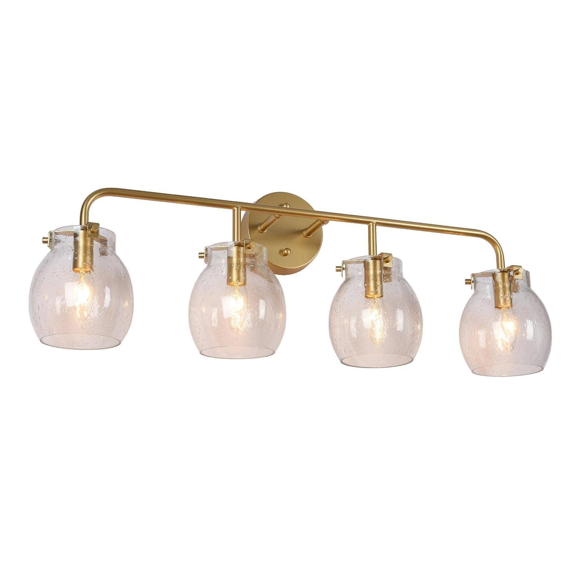 4-Light Gold Modern Seeded Glass Bath Vanity Light - Belles Lighting