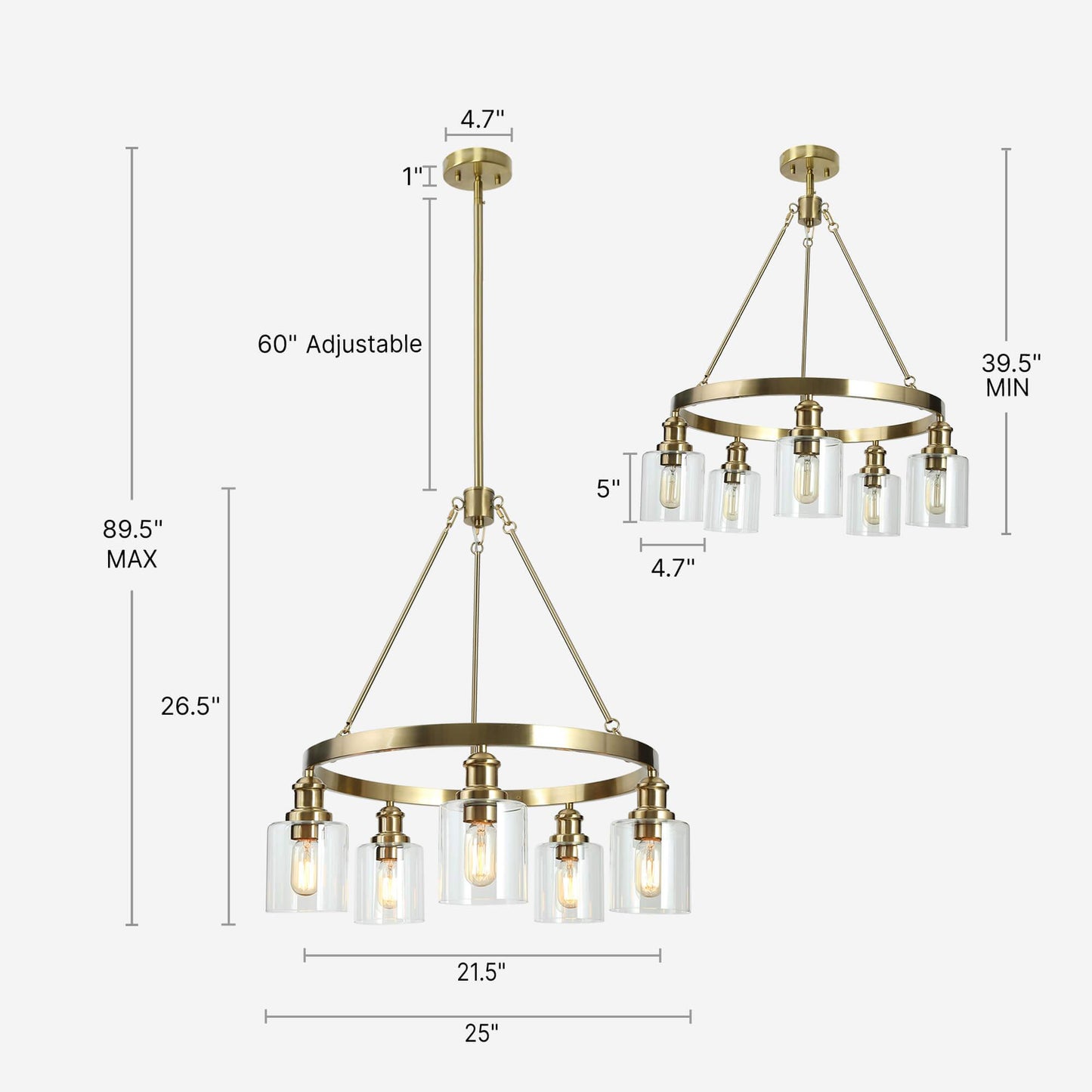 5-Light Gold Wheel Chandeliers - Belles Lighting