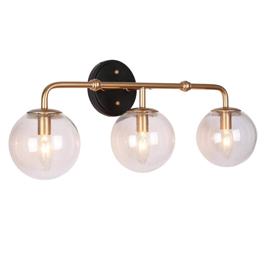 3-Light 24.5" Black Gold Vanity Lights Wall Sconces