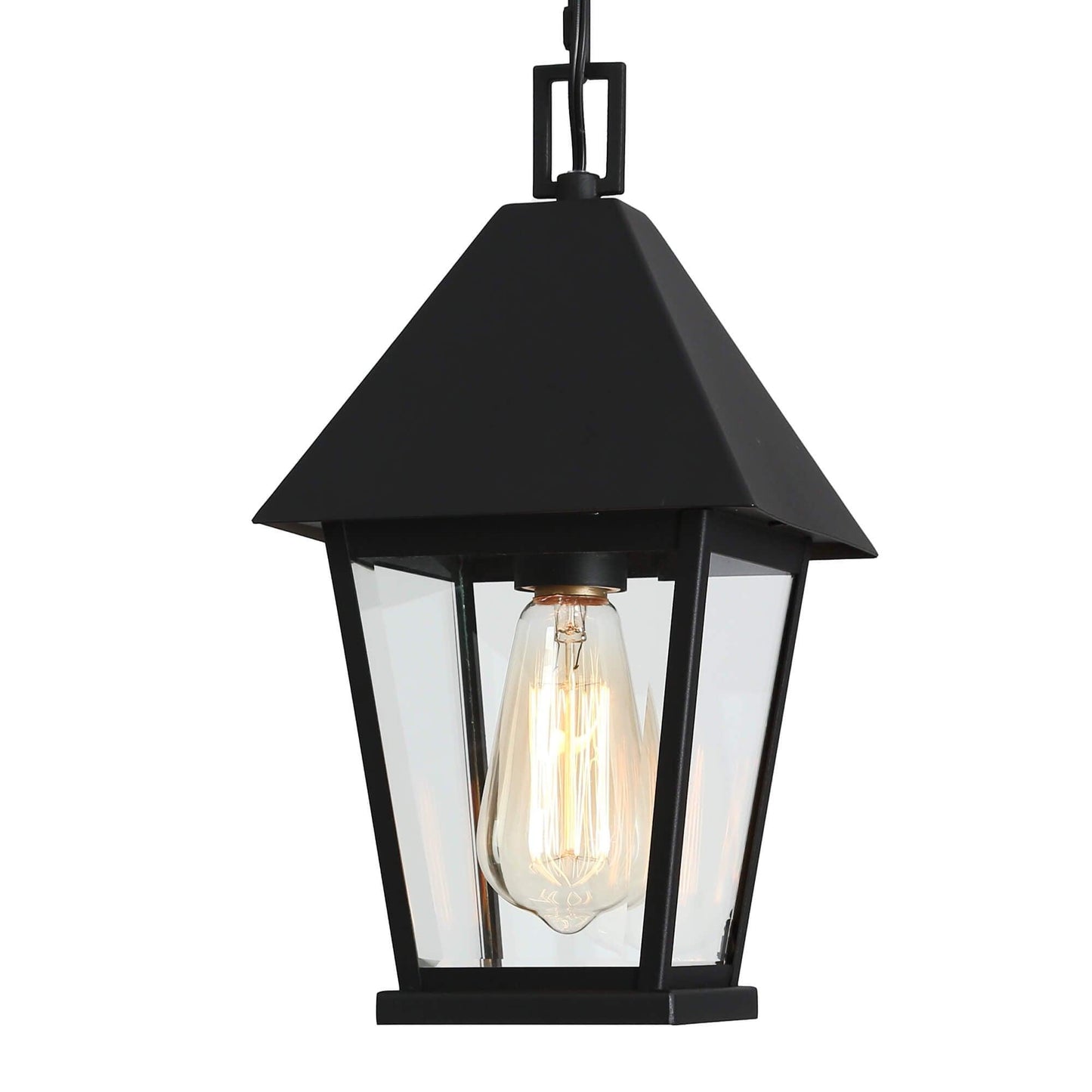 1-Light Outdoor Lantern Pendant Light with Clear Glass Shade - Belles Lighting