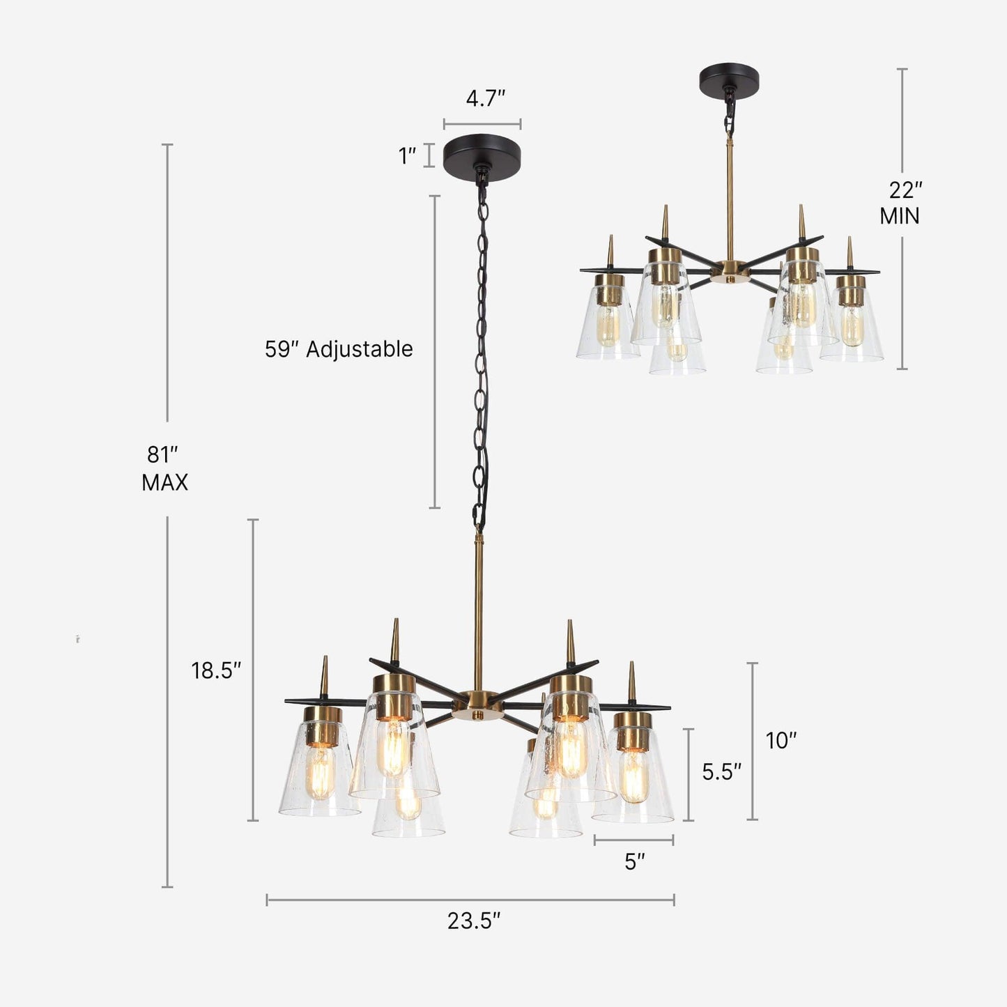 6-Light Glass Wheel Chandeliers - Belles Lighting